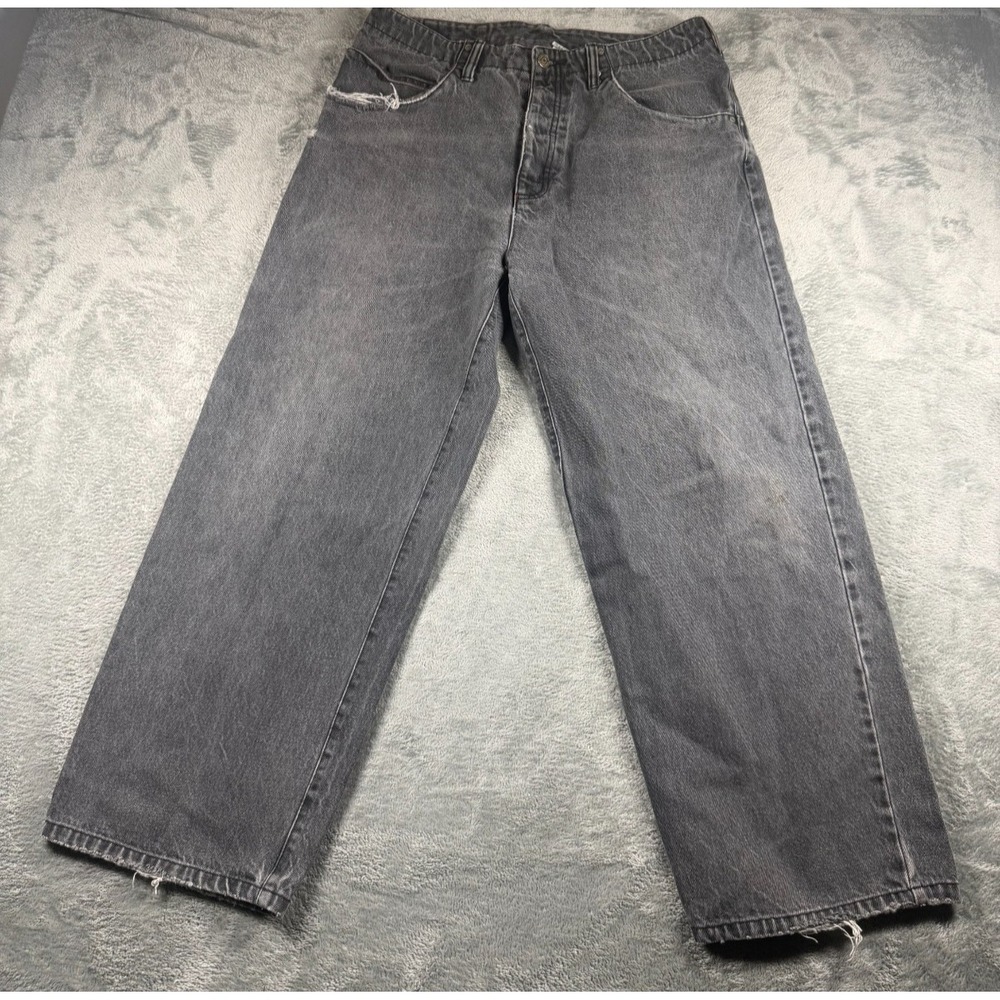 Taverniti So Jeans Mens 34x26 Black Gray Baggy Wide Leg Denim Y2K Grunge